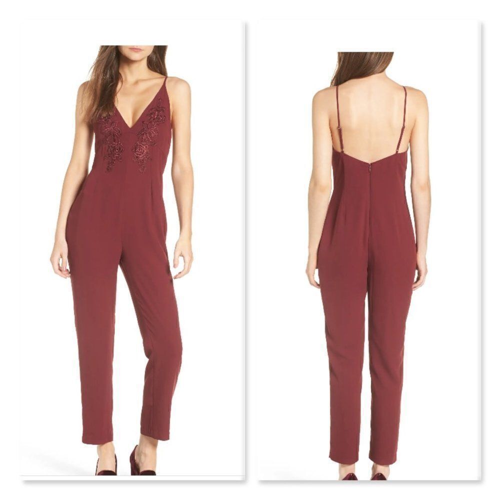 Leith Appliqué Jumpsuit sz Small in Wine